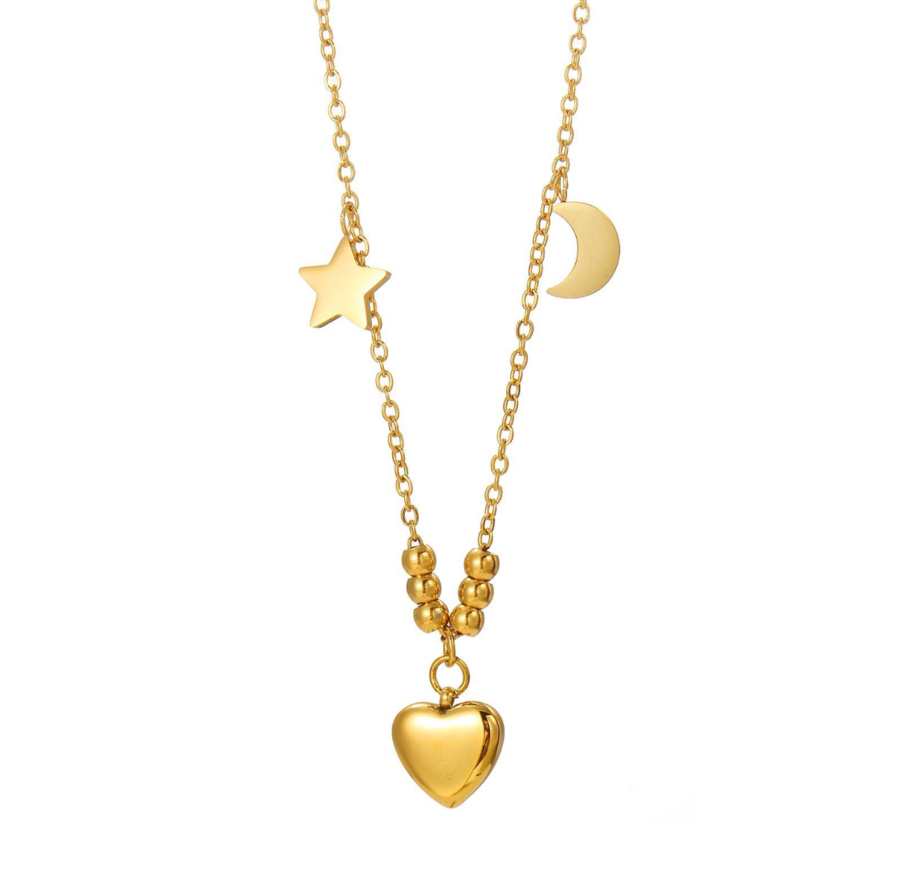 Collana cuore stella mezzaluna