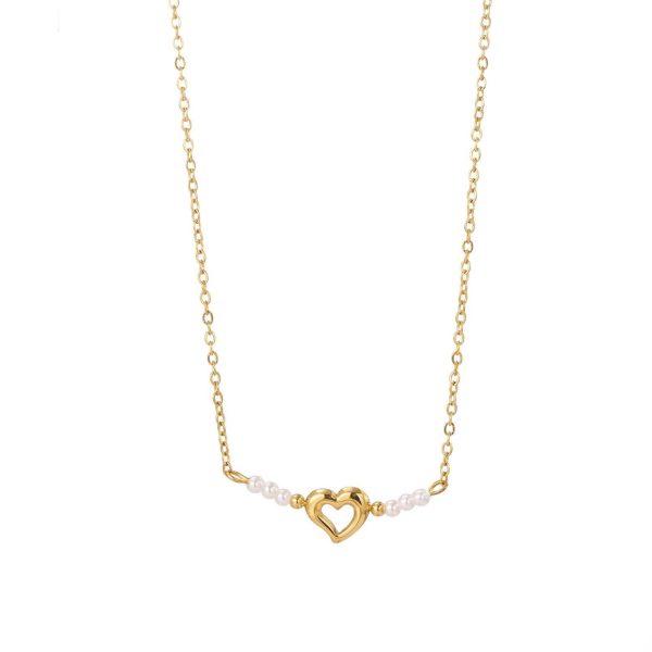 Collana cuore e mini perle