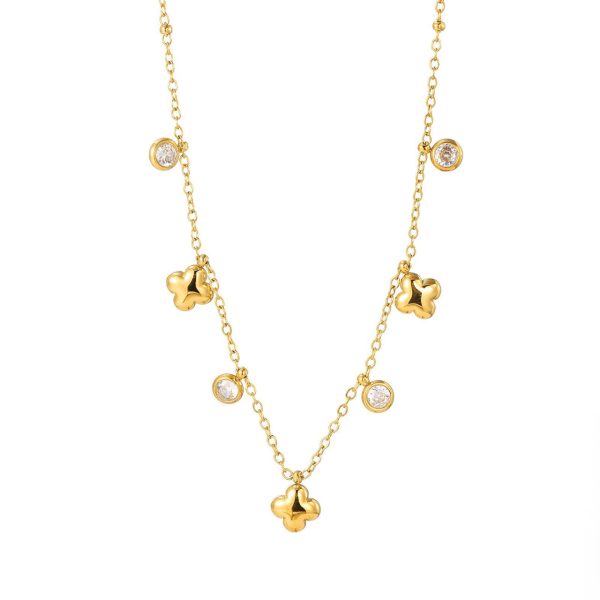 Collana quadrifoglio con zircone