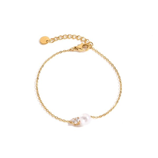 Bracciale con zircone e un perla scorrevole