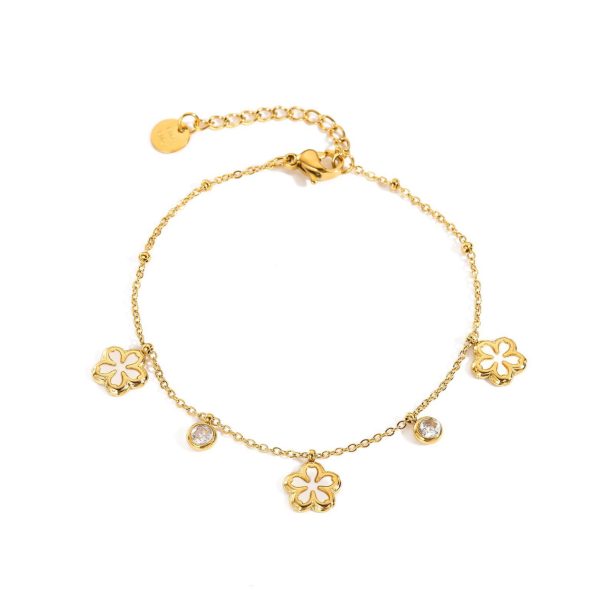 Bracciale fiore con madreperla e zircone