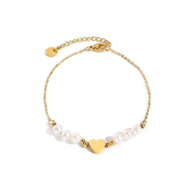 Bracciale cuore con le perle d'acqua dolce