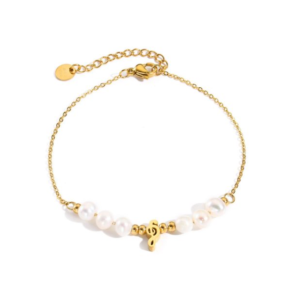 Bracciale chiave di violino con perle d’acqua dolce