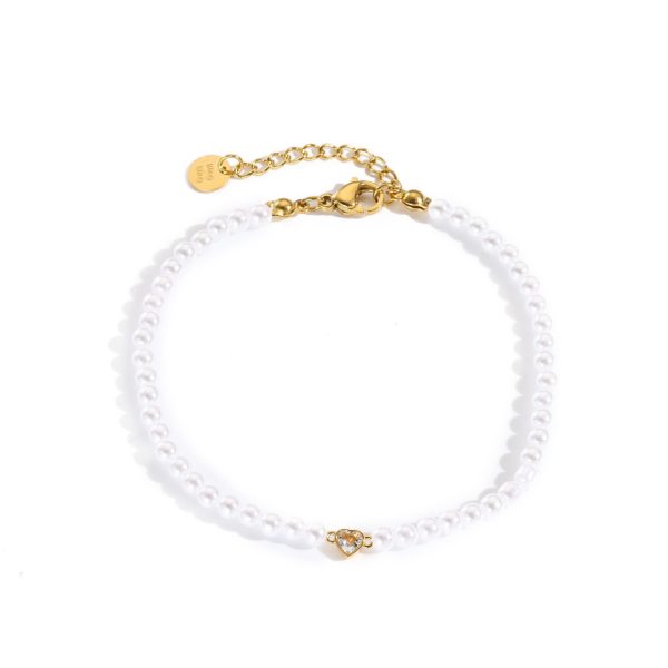 Bracciale con perla e zircone a cuore