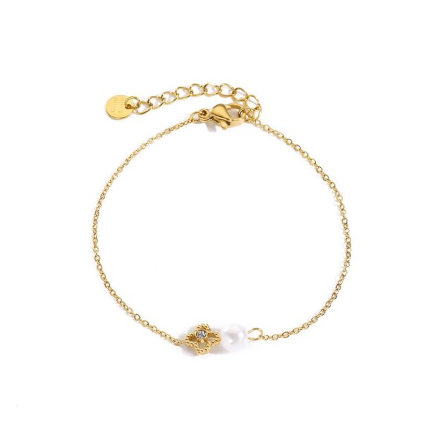 Bracciale quadrifoglio e perla