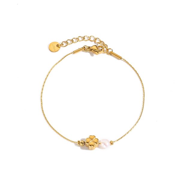 Bracciale quadrifoglio con perla naturale d’acqua dolce