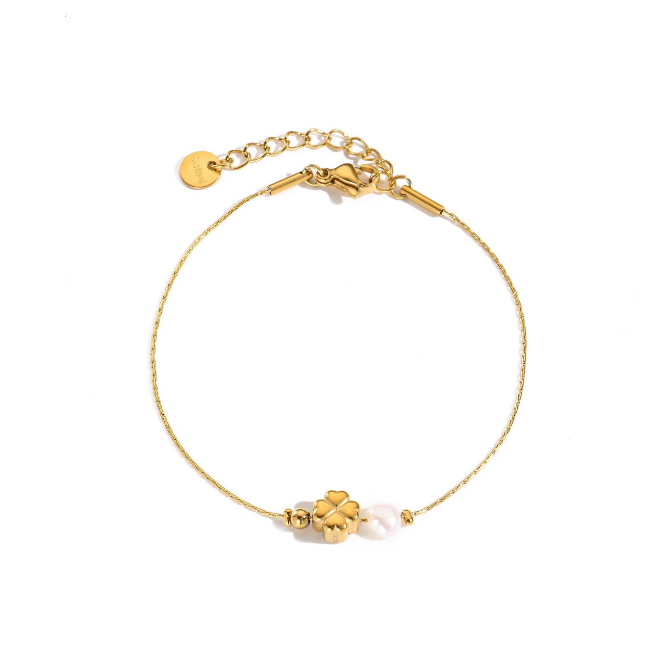 Bracciale quadrifoglio con perla naturale d’acqua dolce