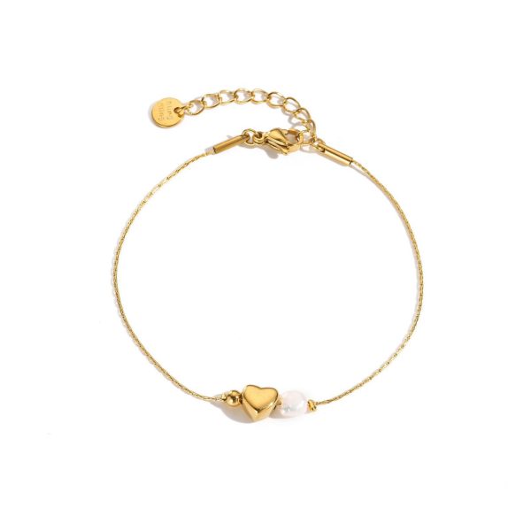Bracciale cuore con perla naturale d’acqua dolce