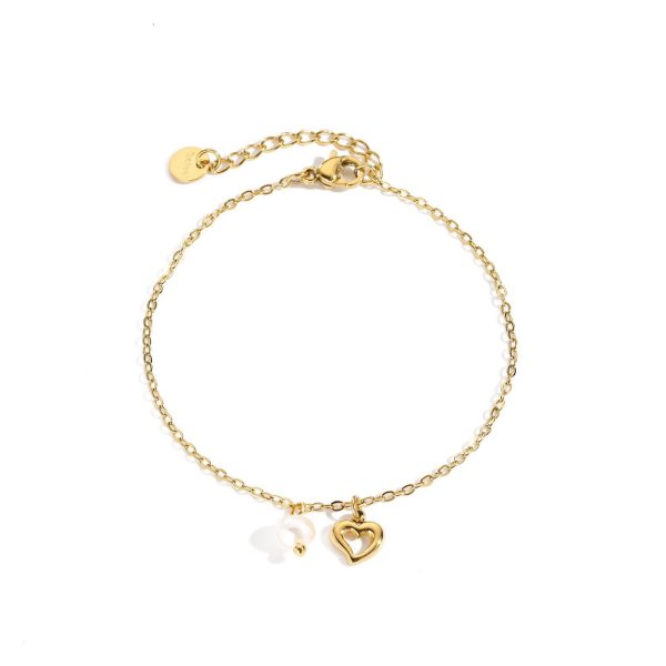 Bracciale pendente cuore e perla