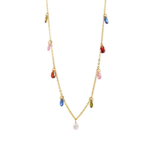 Collana con zirconi colorati mini-goccia