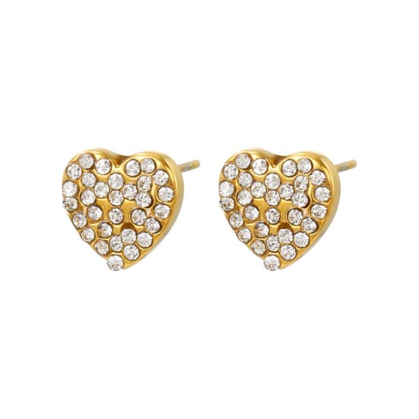 Orecchini a lobo cuore con zircone