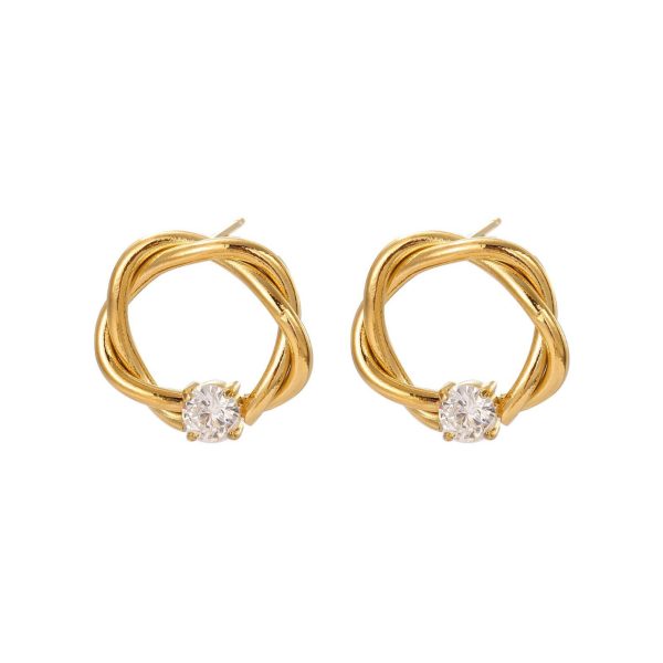 orecchino medio intrecciato con un zircone