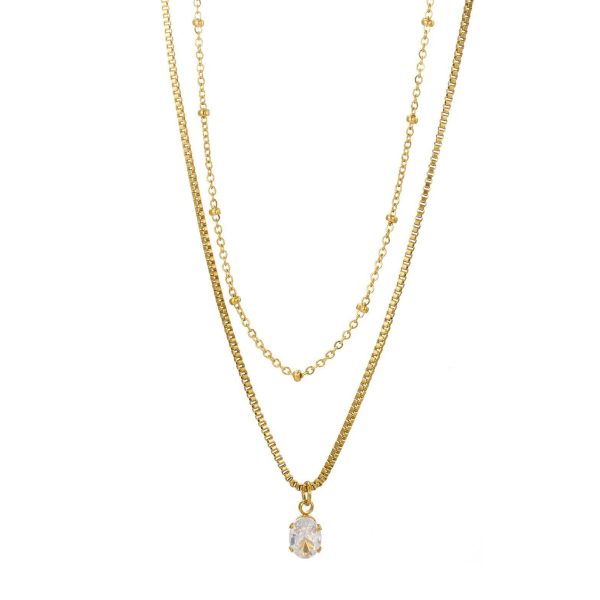 Collana doppia con pendente a zircone