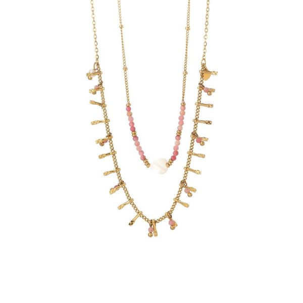 Collana doppia con pietra naturale conchiglia