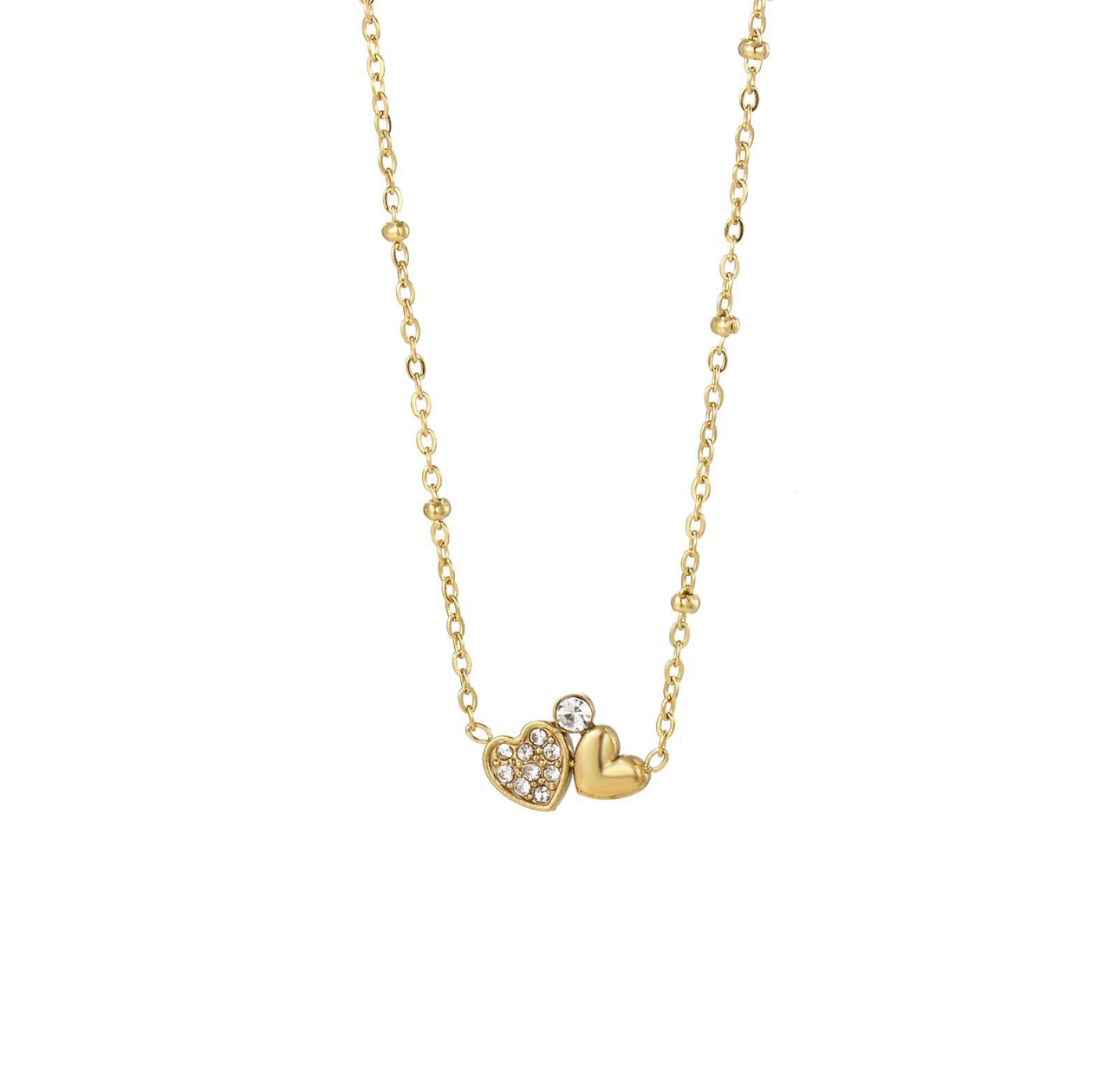 Collana con doppio cuore e zircone